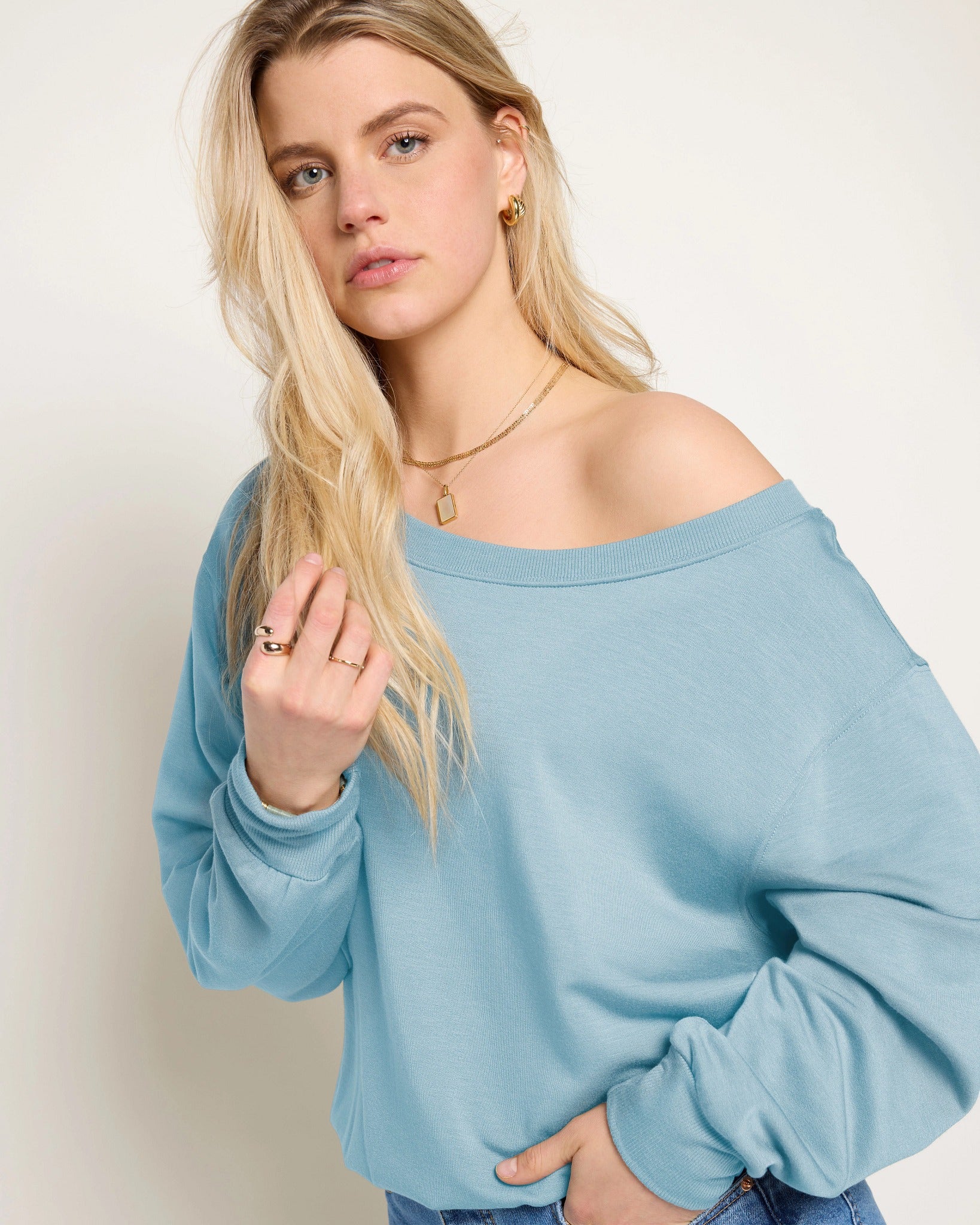 Wave $|& SEAS Brooksville One Shoulder Sweatshirt - SOF Front