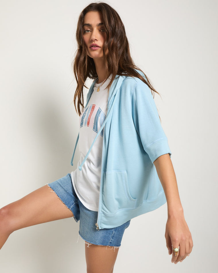 Wave $|& SEAS Short Sleeve Fleece Zip Up - SOF Full Front