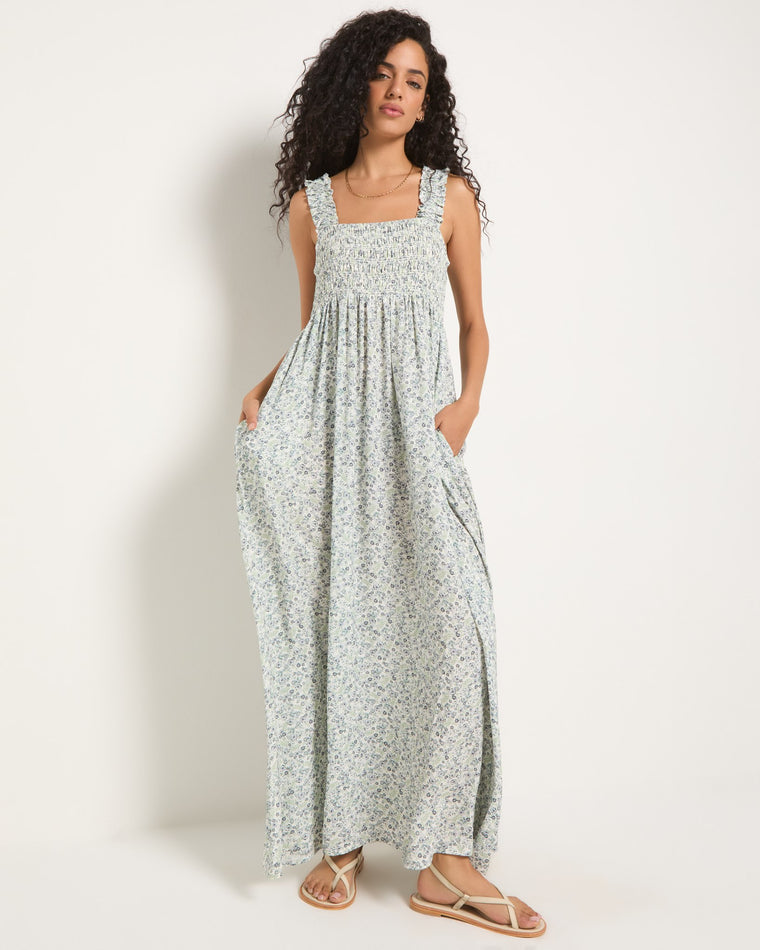 Cream Floral $|& SEAS Printed Serene Smocked Maxi Dress - UGC On Fig