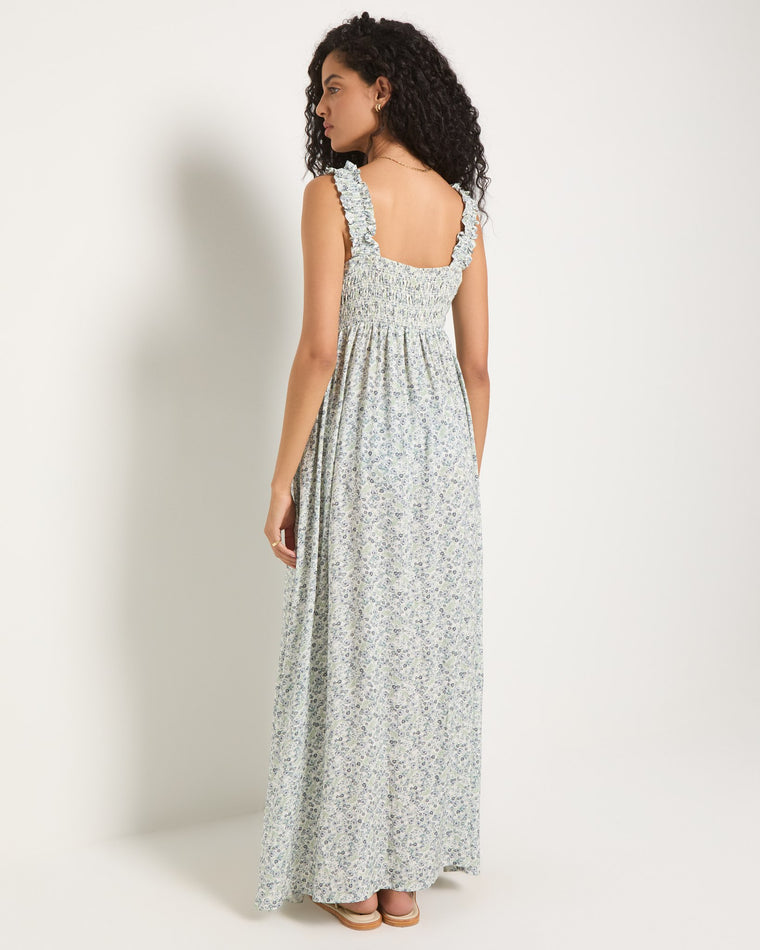 Cream Floral $|& SEAS Printed Serene Smocked Maxi Dress - SOF Back