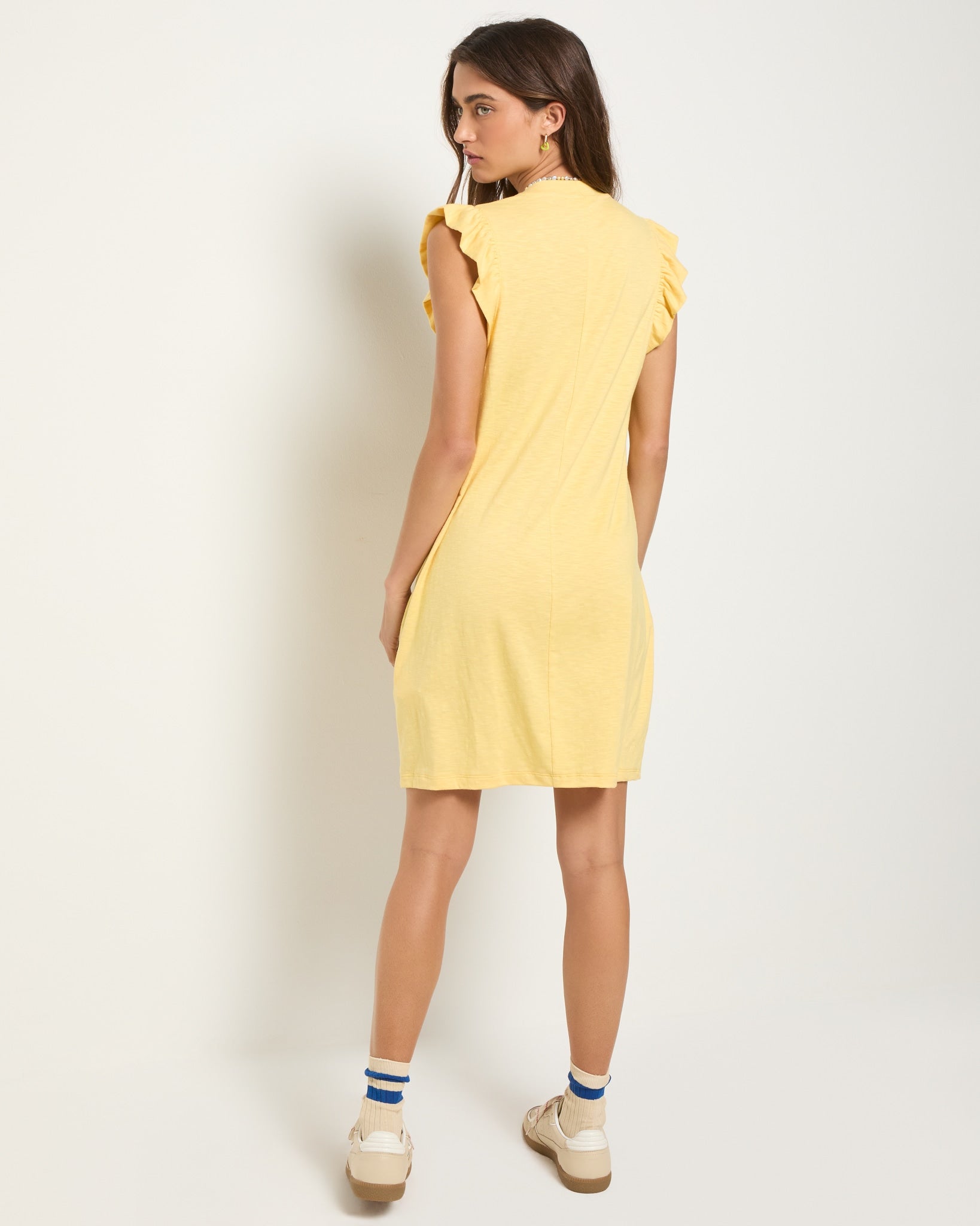 Golden $|& SEAS Bliss Ruffle Sleeve Short Dress - SOF Back