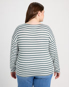 Ivory/Dusty Teal $|& Bobeau French Bateau Butter Top - SOF Back