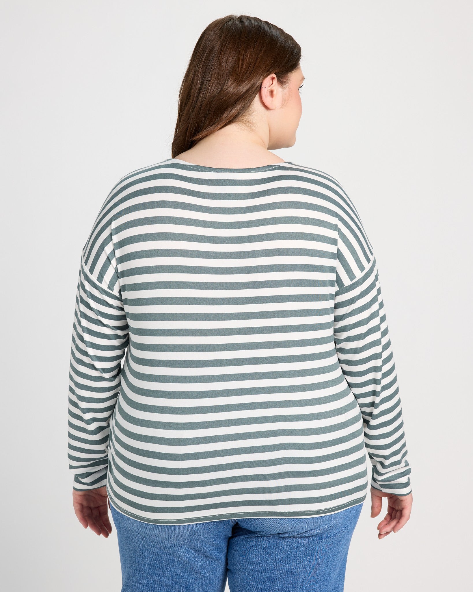 Ivory/Dusty Teal $|& Bobeau French Bateau Butter Top - SOF Back