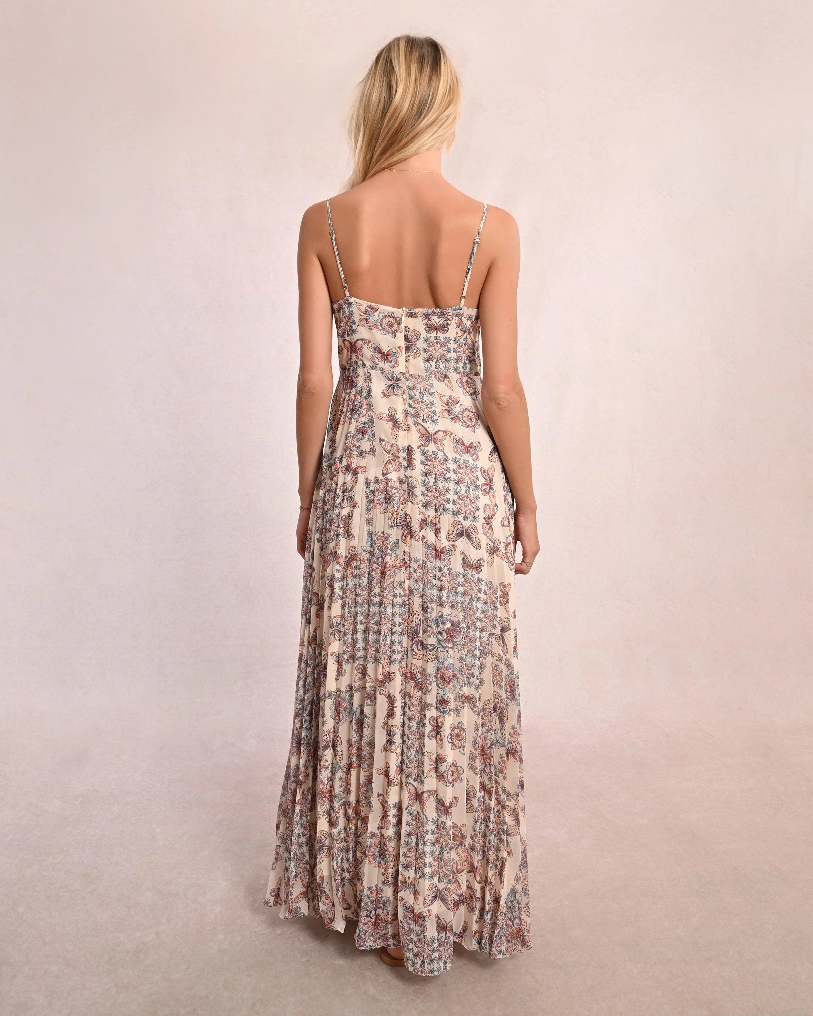 Cream Capucine $|& Molly Bracken Printed Maxi Dress with Sweetheart Neckline - VOF Back