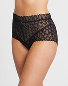 Black $|& Montelle Lacy High Waist Brief - VOF Detail