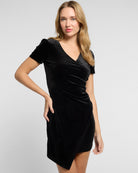 Black $|& Apricot Velvet Side Ruched Dress - SOF Front