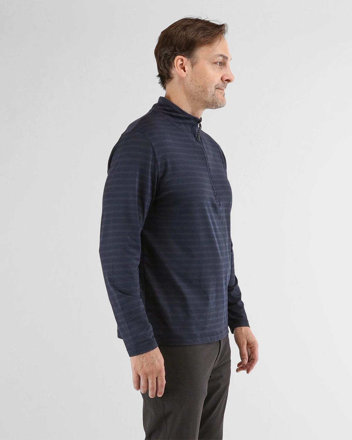 Navy/Navy Stipe $|& Glyder Tahoe 1/4 Zip - Hanger Front