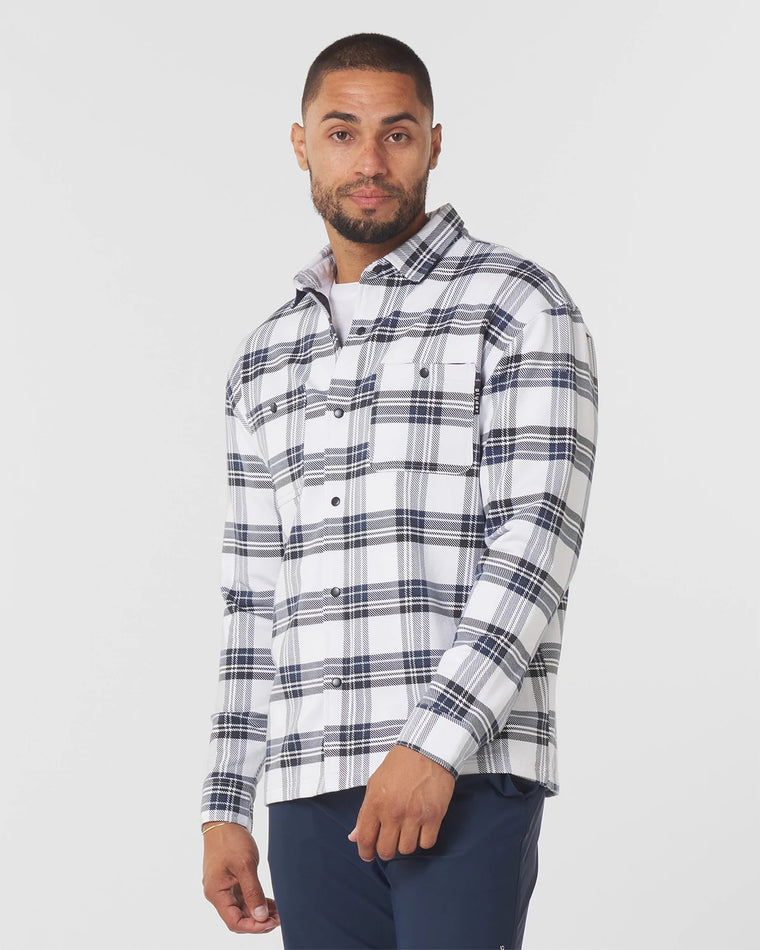 Navy/White Brandon Plaid $|& Glyder Trek Shirt - Hanger Front