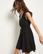 Black $|& SEAS Newport Ruffle Short Dress - VOF Front