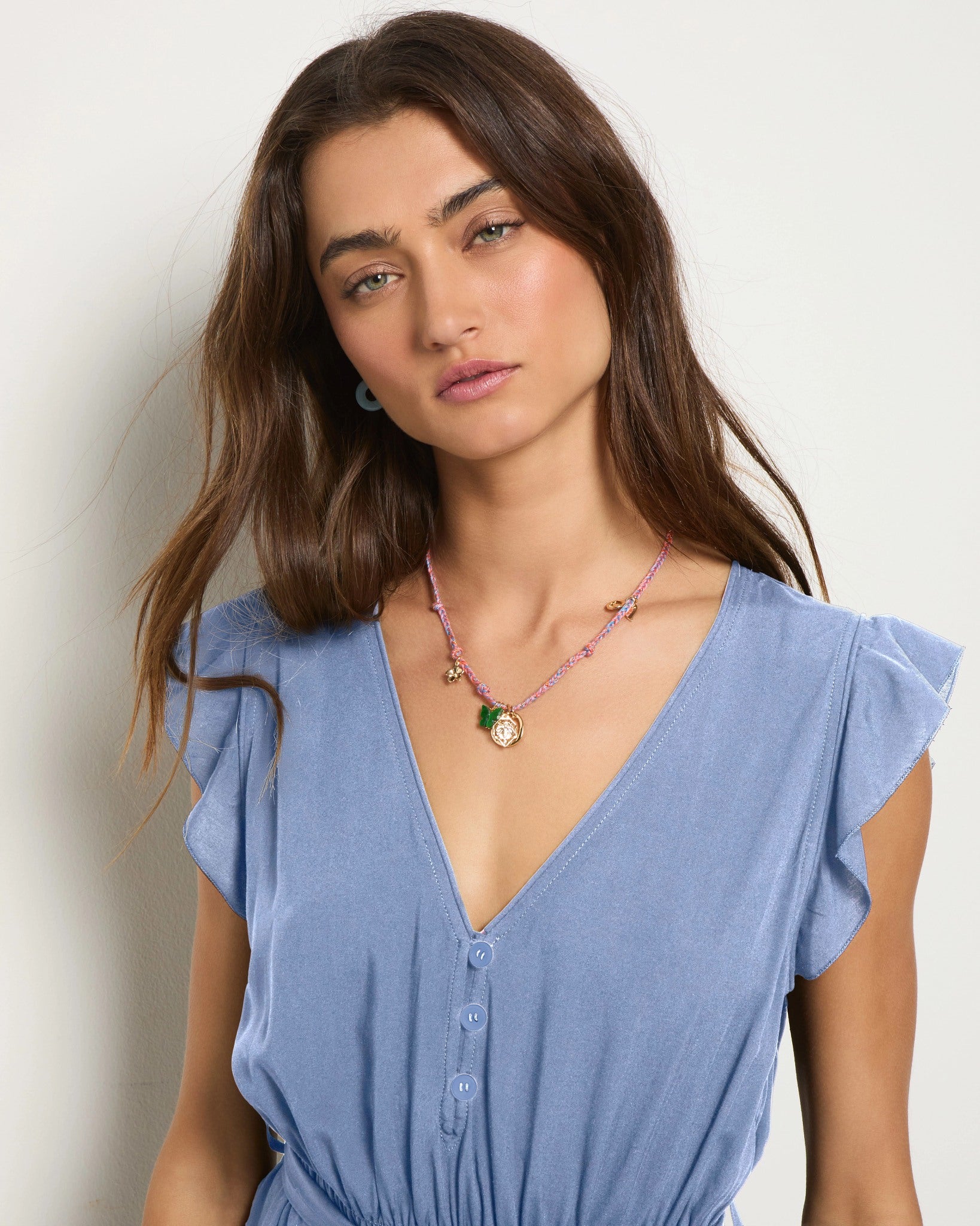 Pacific Sky $|& SEAS Newport Ruffle Short Dress - SOF Full Front