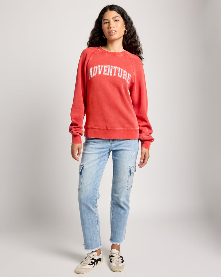 Red $|& Thread & Supply Jordan Adventure Long Sleeve Graphic Sweatshirt - UGC On Fig