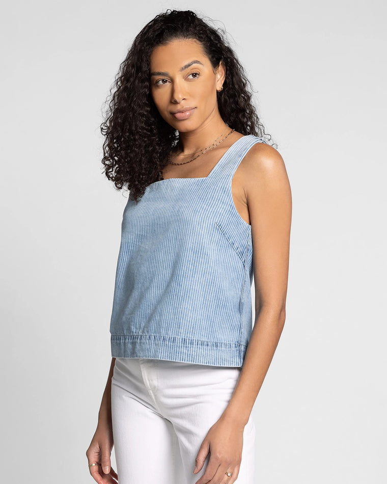 Washed Indigo Stripe $|& Thread & Supply Millicent Tank - Hanger Front
