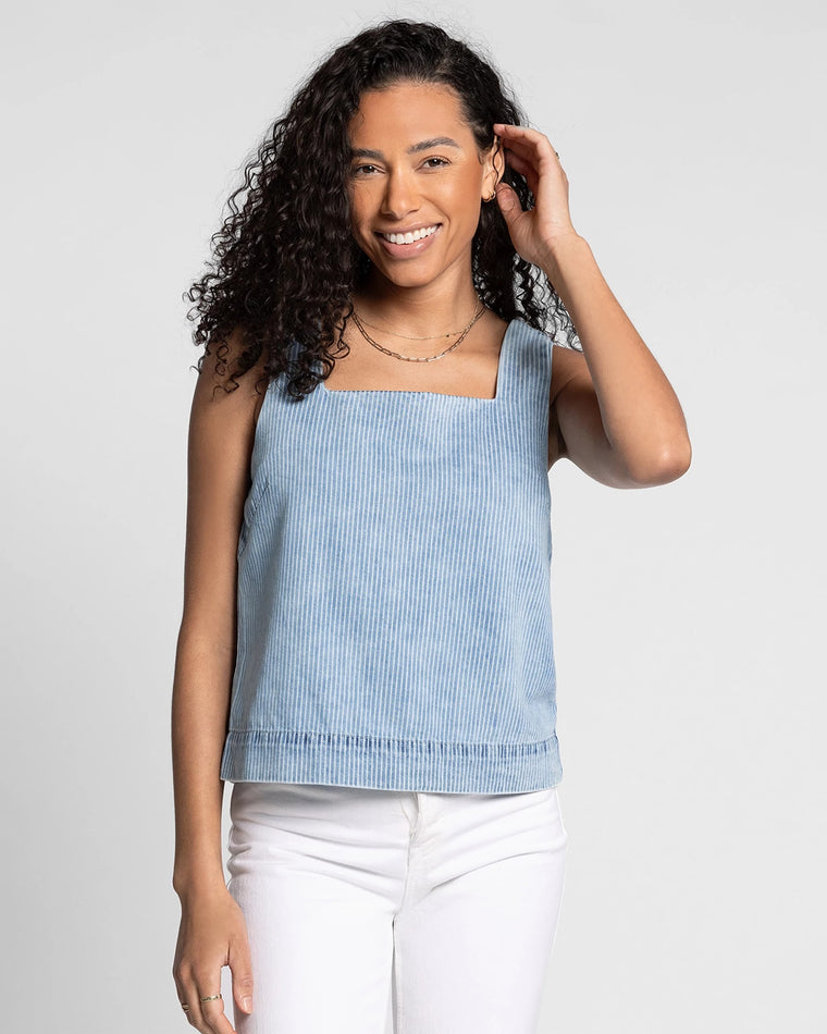 Washed Indigo Stripe $|& Thread & Supply Millicent Tank - VOF Detail