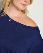 Sapphire $|& SEAS Brooksville Slub Off The Shoulder Top - SOF Full Front