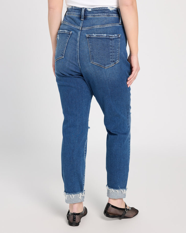 Medium Dark Blue $|& Vervet High Rise Distressed Cropped Skinny Jeans - SOF Back