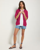 Magenta $|& SEAS Short Sleeve Fleece Zip Up - UGC On Fig