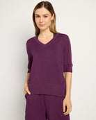 Amethyst $|& Interval Flex Fleece Short Sleeve Top - SOF Front