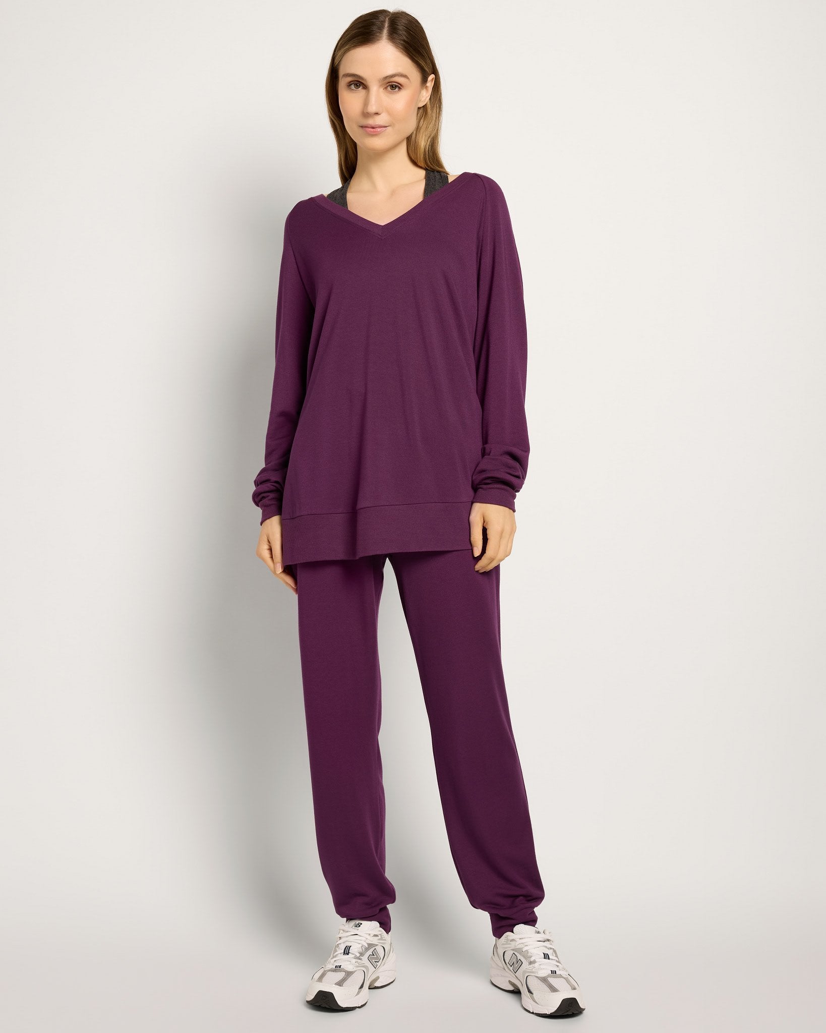 Amethyst $|& Interval Flex Fleece V-Neck Top - UGC On Fig