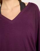 Amethyst $|& Interval Flex Fleece V-Neck Top - SOF Full Front