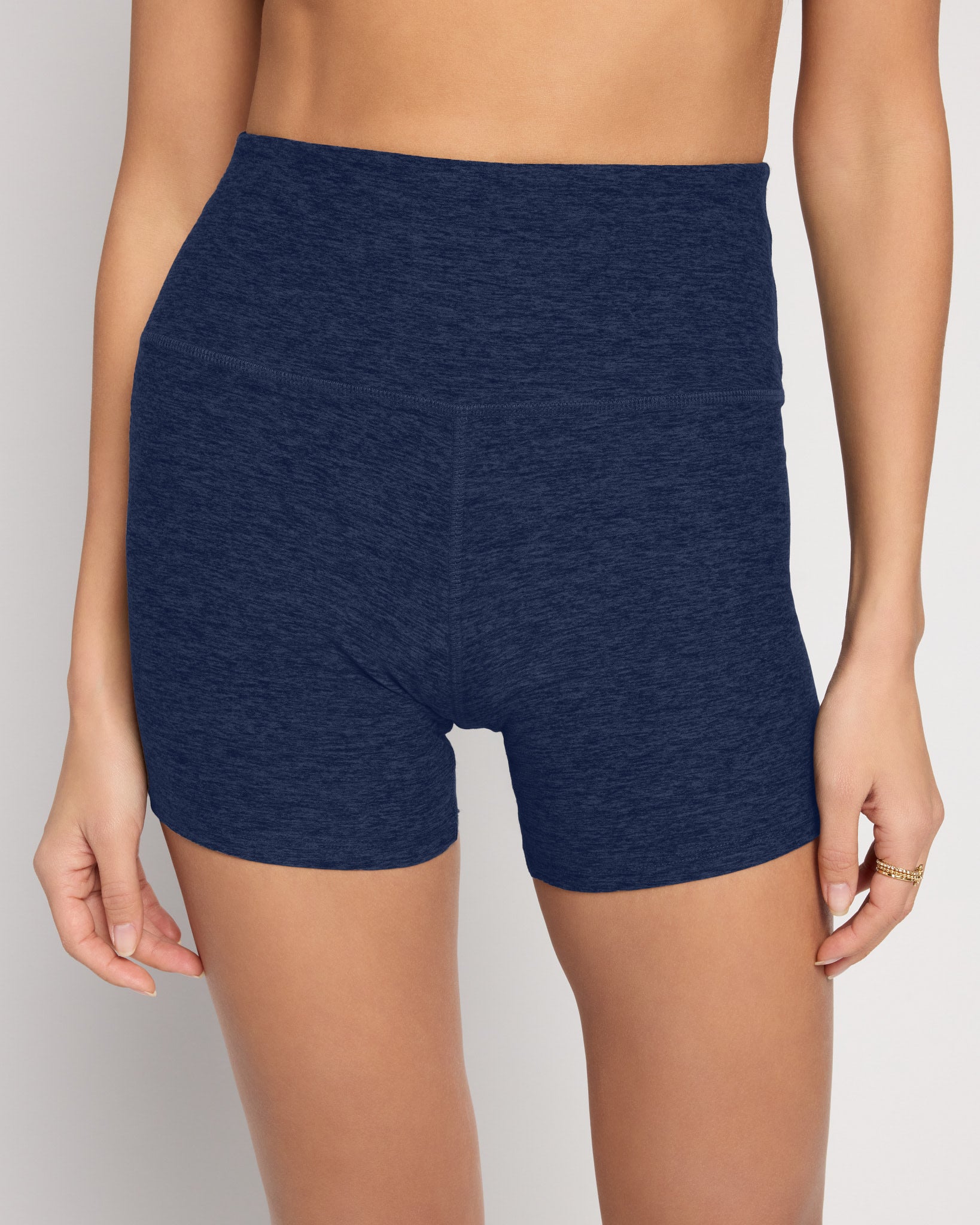 Ink Navy Heather $|& Interval FlowHeather Sculpt Bike Short - SOF Front