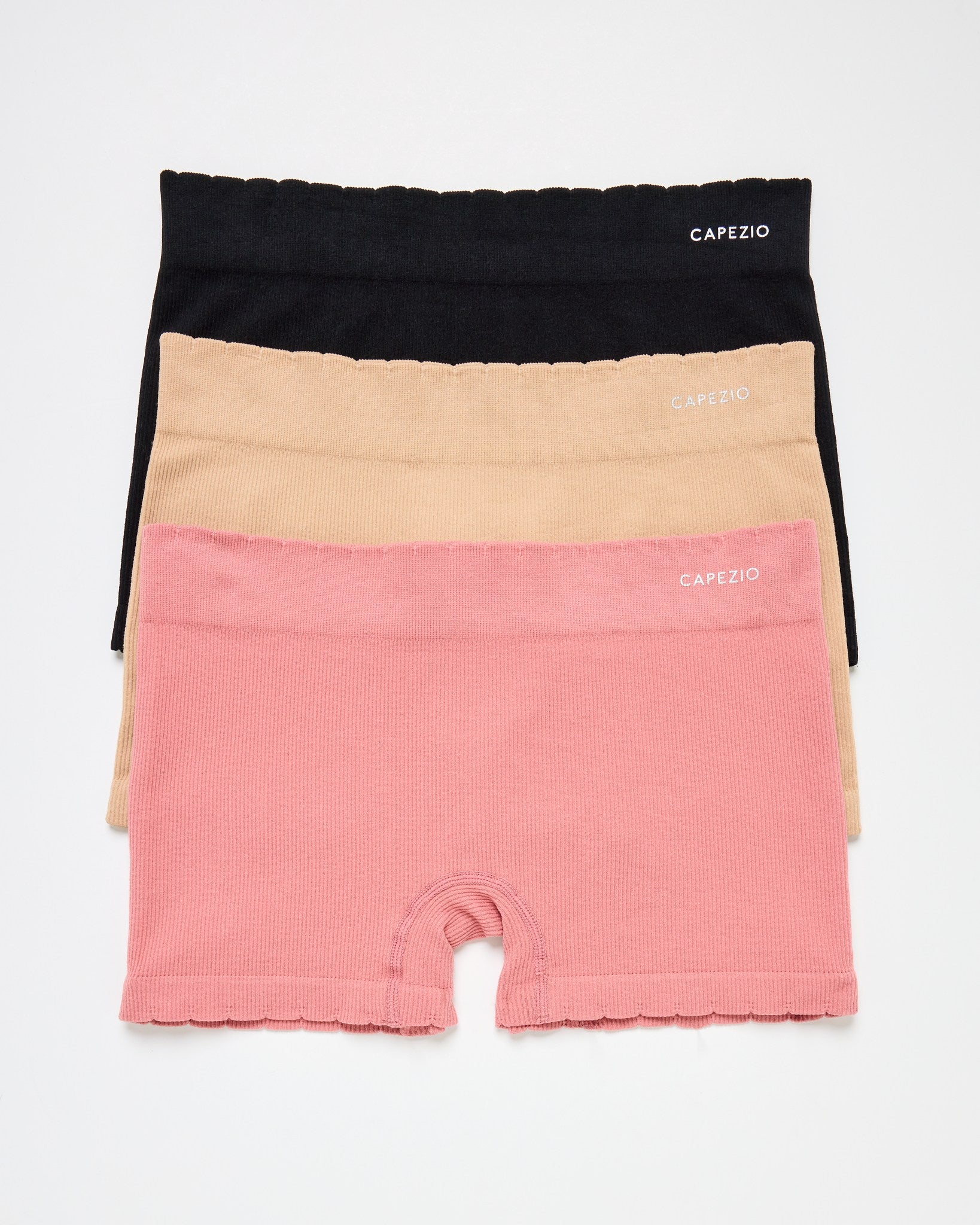 Black/Porcelain/Dusty Rose $|& Capezio Seamless Ribbed Boy Short 3 Pack