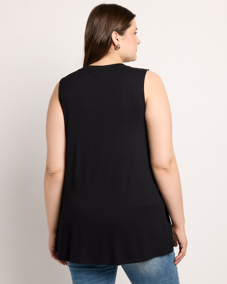Black $|& Chris & Carol Ribbed Scoop Neck Tank Top - SOF Back