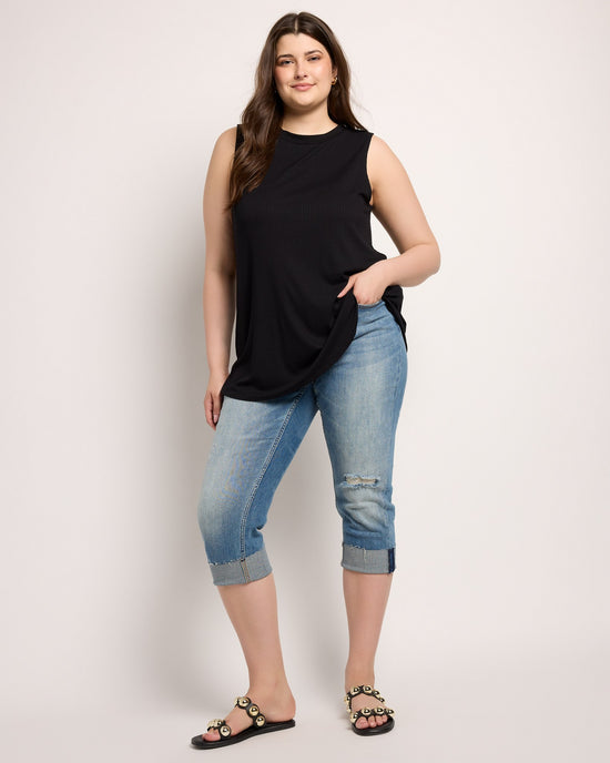 Black $|& Chris & Carol Ribbed Scoop Neck Tank Top - UGC On Fig