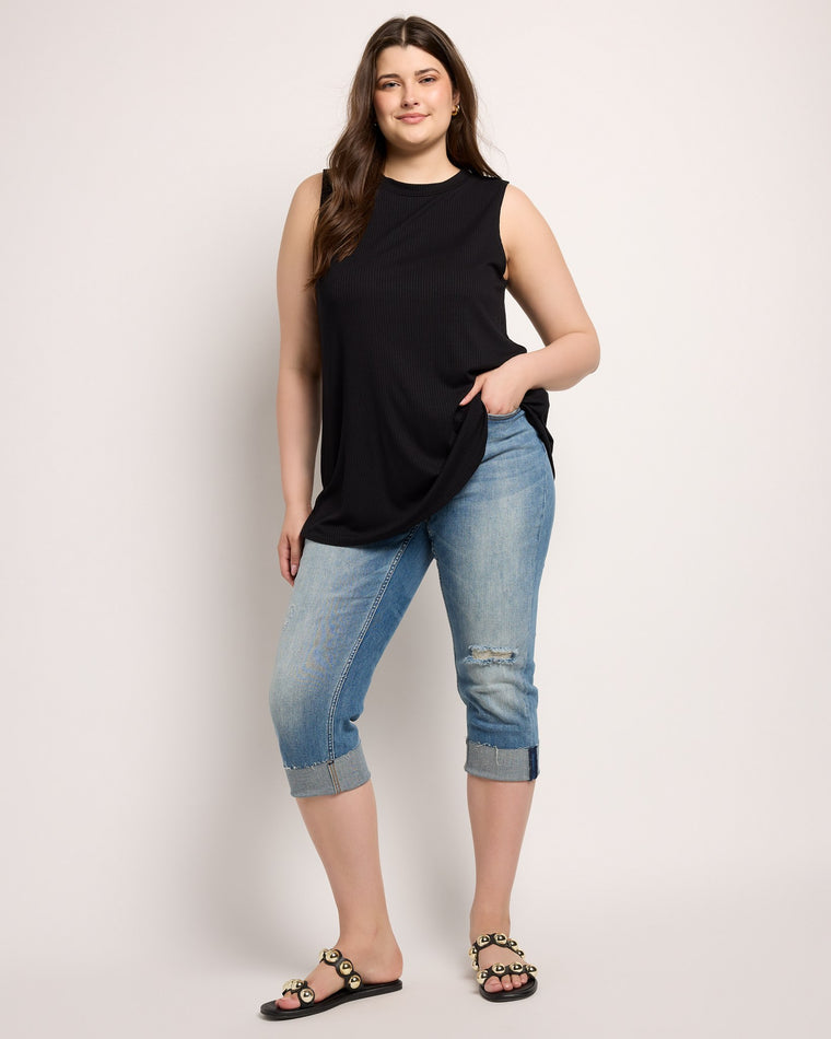 Black $|& Chris & Carol Ribbed Scoop Neck Tank Top - UGC On Fig
