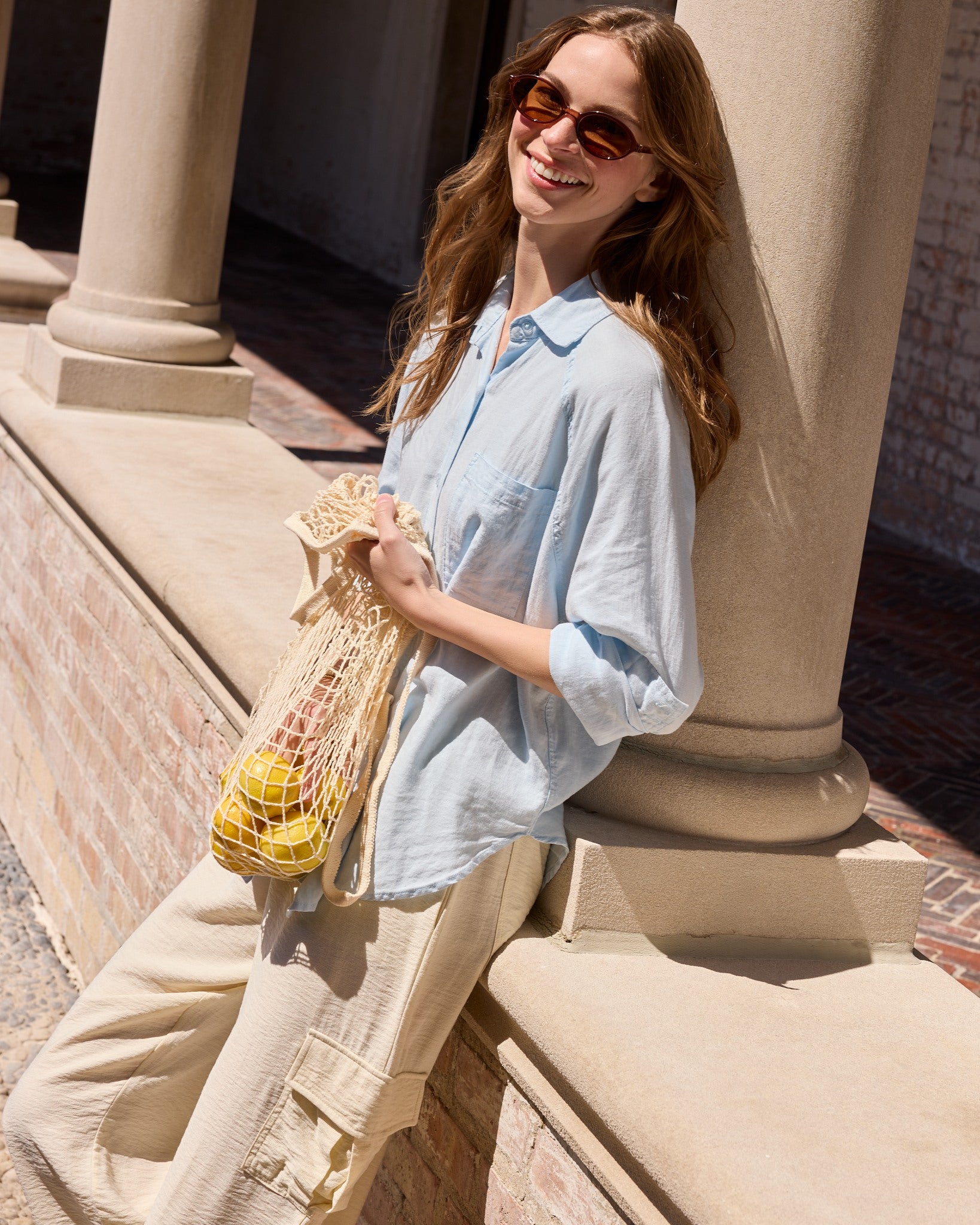 Saltwater $|& Z Supply The Perfect Linen Top - SOF Side