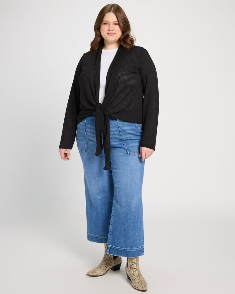 Black $|& Bobeau Tie Front Cardigan - UGC On Fig
