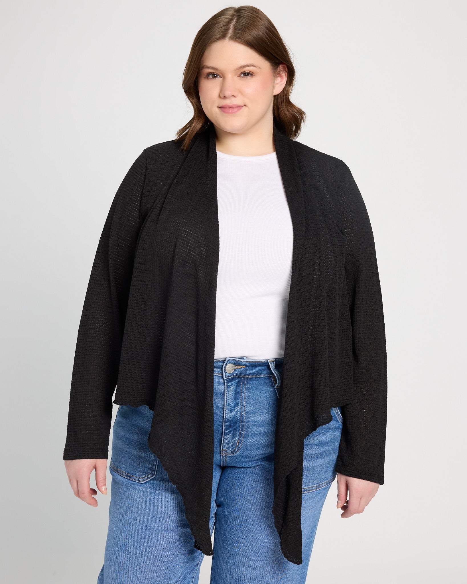 Black $|& Bobeau Tie Front Cardigan - SOF Front