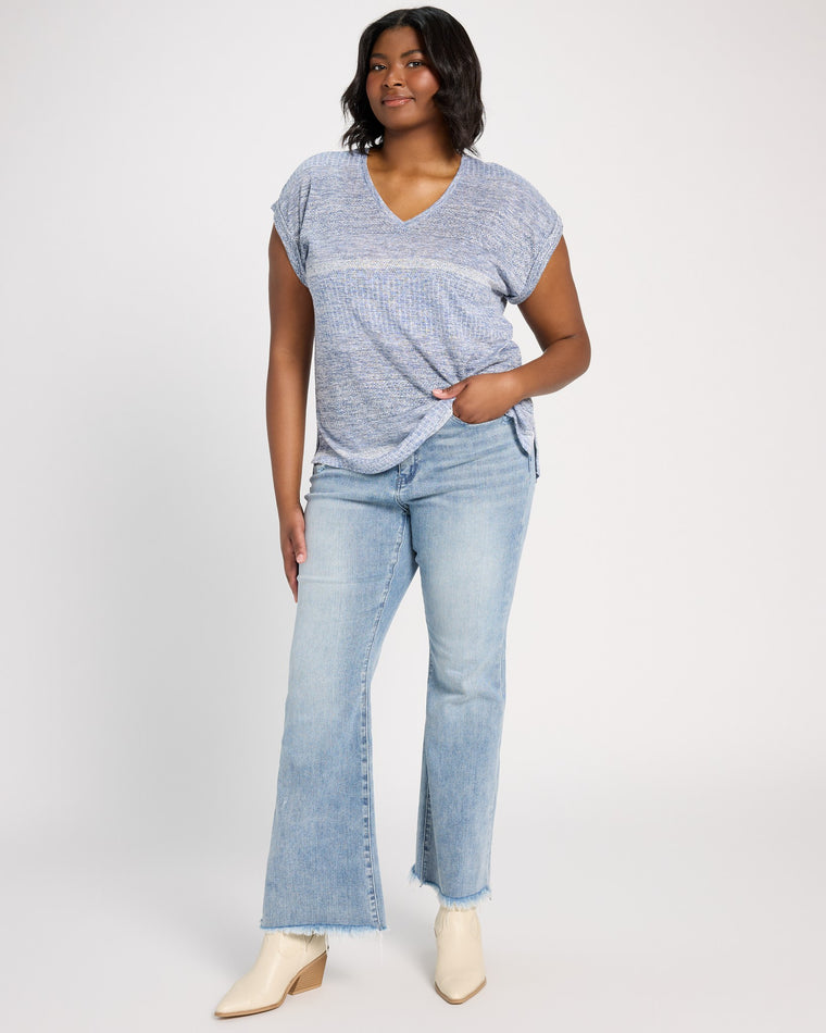 Blue Combo $|& Bobeau Striped Short Sleeve Tee - UGC On Fig