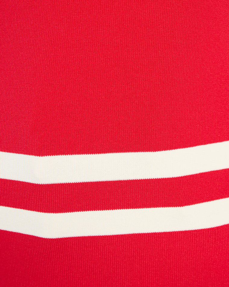 Scarlet/Ivory Red $|& Tea N Rose V-Neck Sleeveless Striped Bottom Tank - SOF Full Front