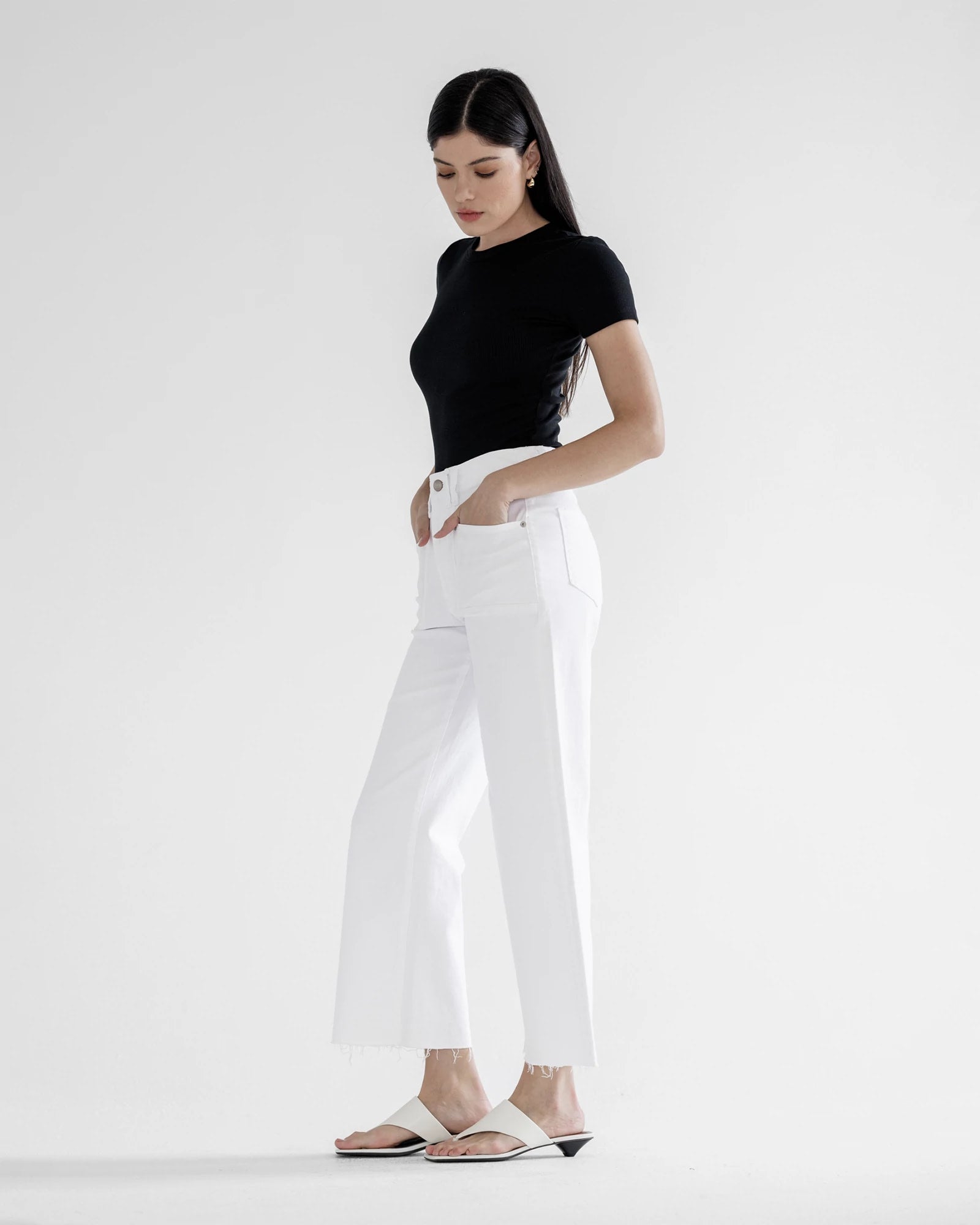 White $|& Mica Denim Super High Rise Wide Leg Jeans - VOF Side