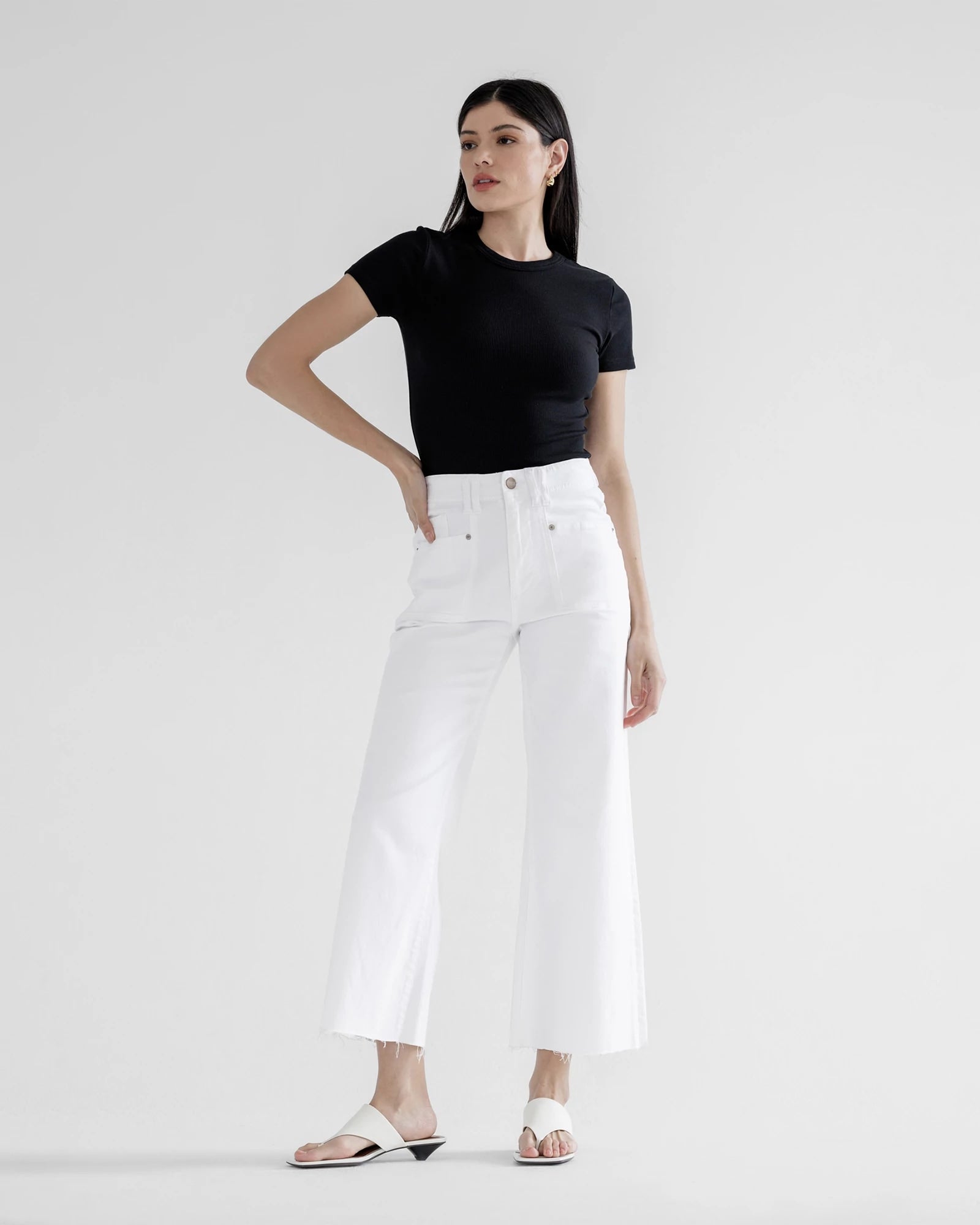 White $|& Mica Denim Super High Rise Wide Leg Jeans - VOF Front