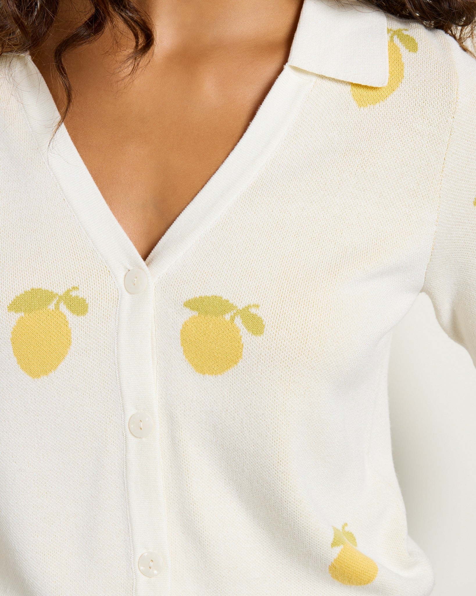 Ivory Lemon $|& Sadie & Sage Citron Embroidered Lemon Knit Shirt - SOF Full Front