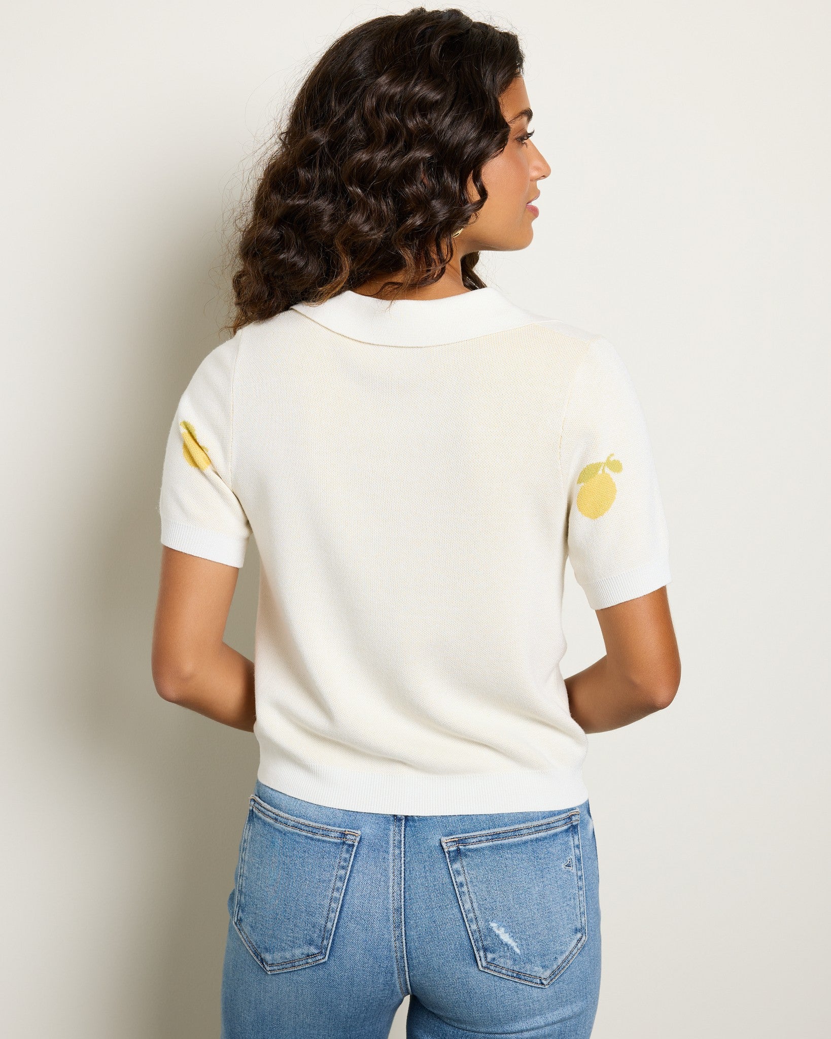 Ivory Lemon $|& Sadie & Sage Citron Embroidered Lemon Knit Shirt - SOF Back