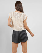 Cream $|& Sadie & Sage Mimi Crochet Tank - Hanger Side
