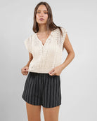 Cream $|& Sadie & Sage Mimi Crochet Tank - VOF Detail