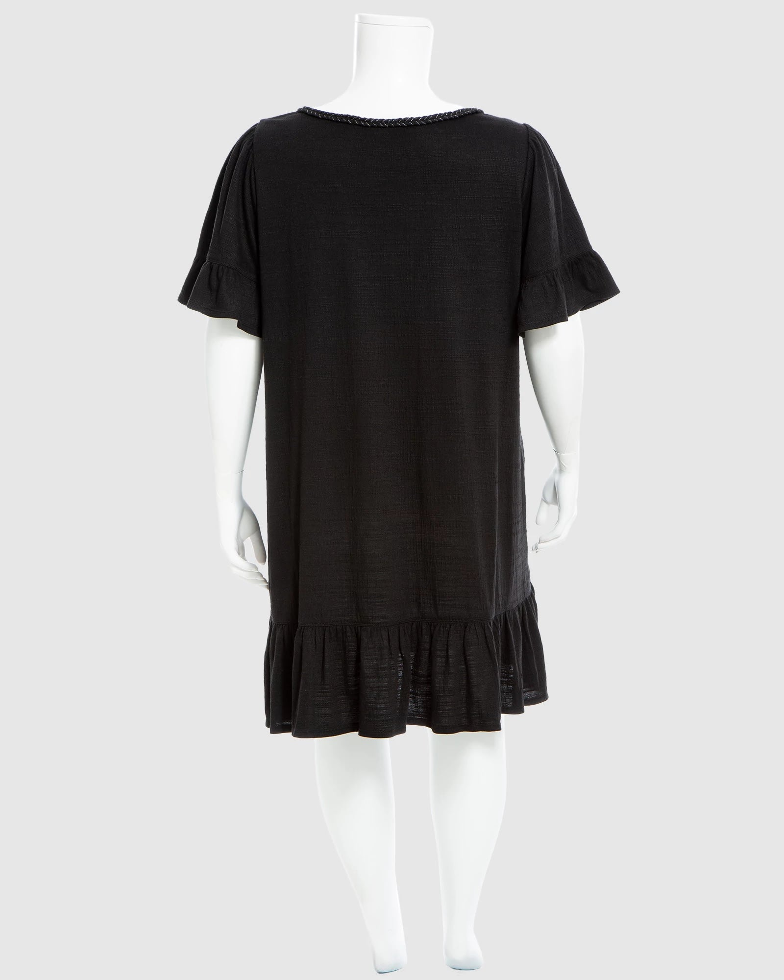 Black $|& Max Studio Short Ruffle Sleeve Short Dress - Hanger Side