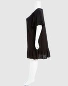 Black $|& Max Studio Short Ruffle Sleeve Short Dress - Hanger Front