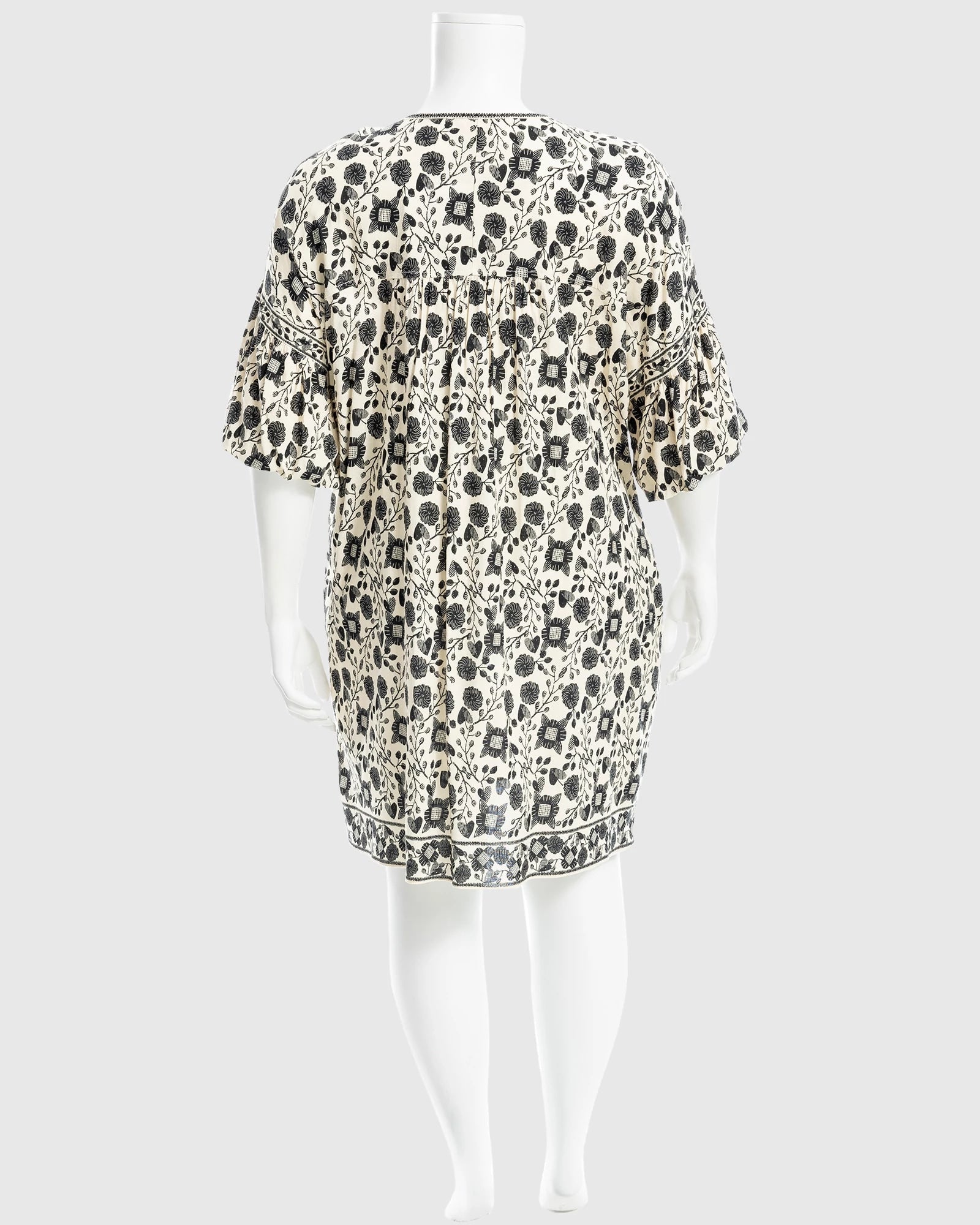 Cream/Black $|& Max Studio Puff Sleeve Short Dress - Hanger Side