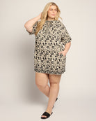 Cream/Black $|& Max Studio Puff Sleeve Short Dress - SOF Front