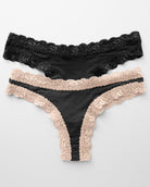 Black/Black Seashell 2 Pack $|& Fleur't The Iconic Thong