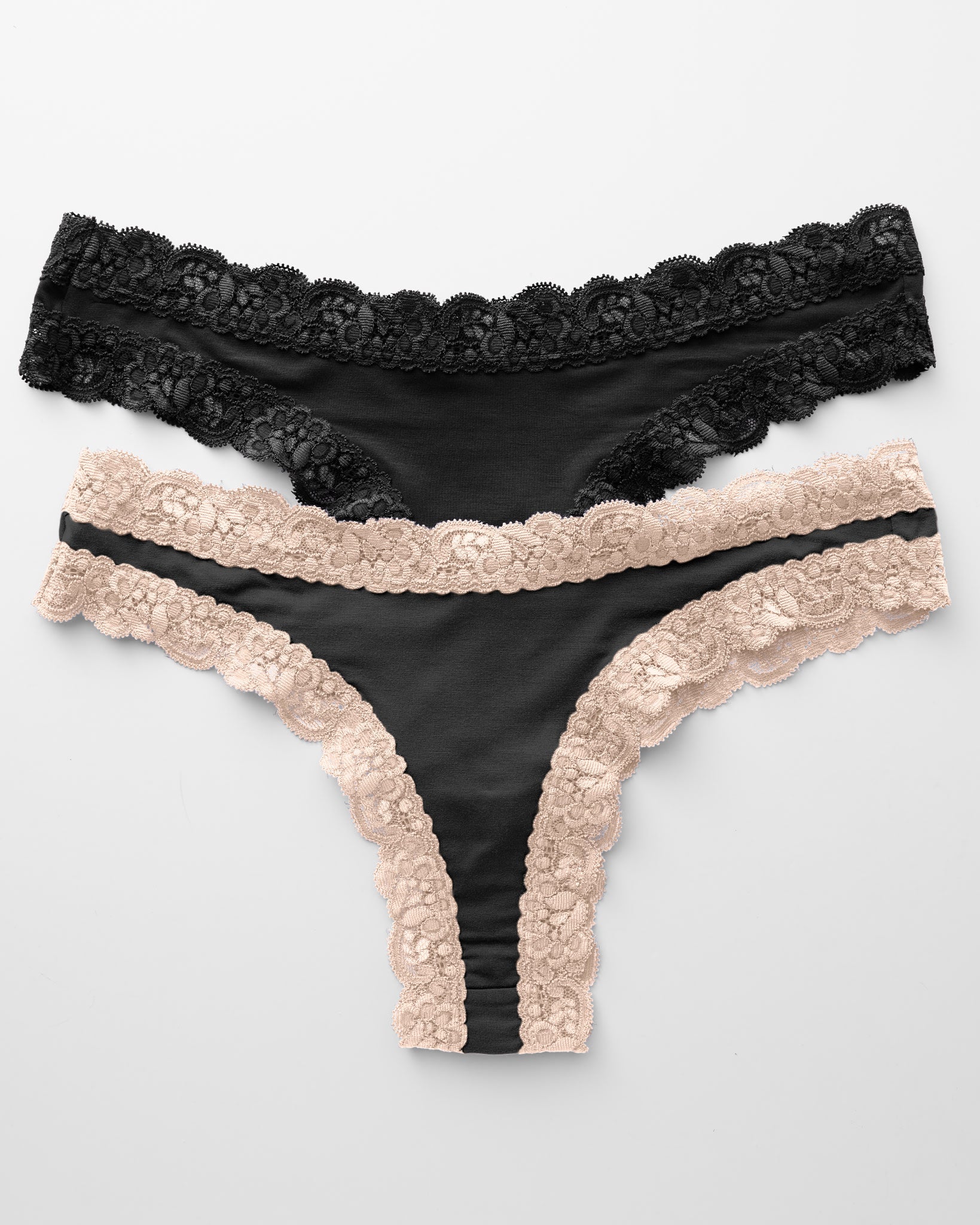 Black/Black Seashell 2 Pack $|& Fleur't The Iconic Thong