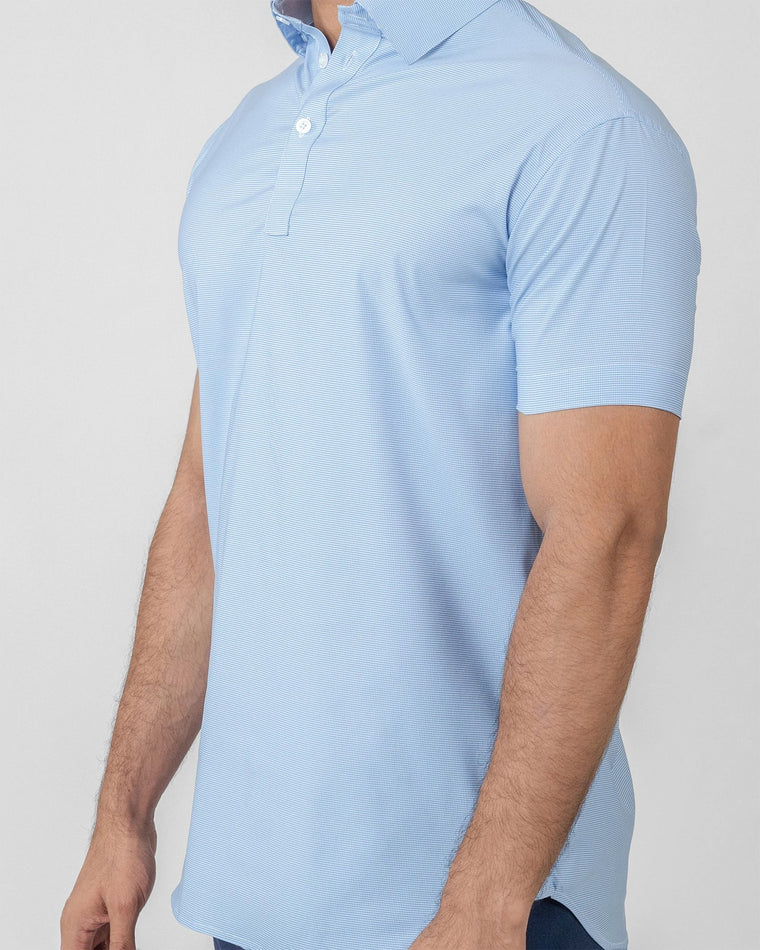 Sky Blue Micro Houndstooth $|& Brisk Wrinkle-Free Micro Houndstooth Performance - Hanger Front