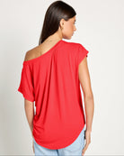 Pomegranate $|& SEAS Edgewater Off The Shoulder Tee - SOF Back