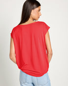 Pomegranate $|& SEAS Brentwood Boat Neck Top - SOF Back