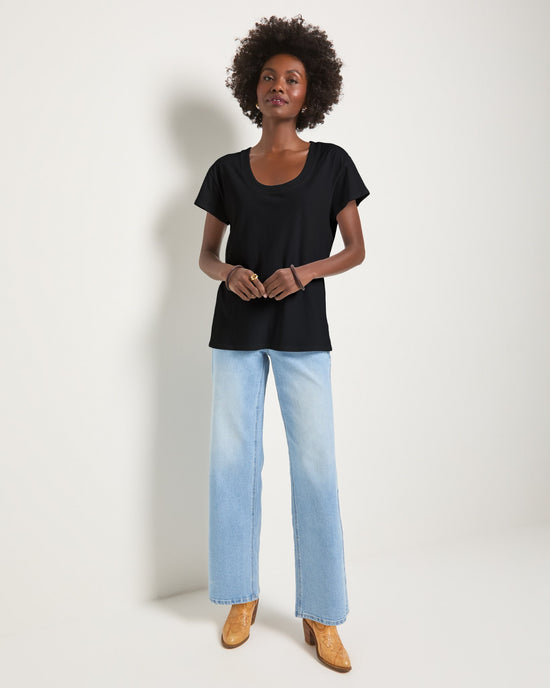 Faded Black $|& SEAS Beachside Scoop Neck Tee - VOF Front