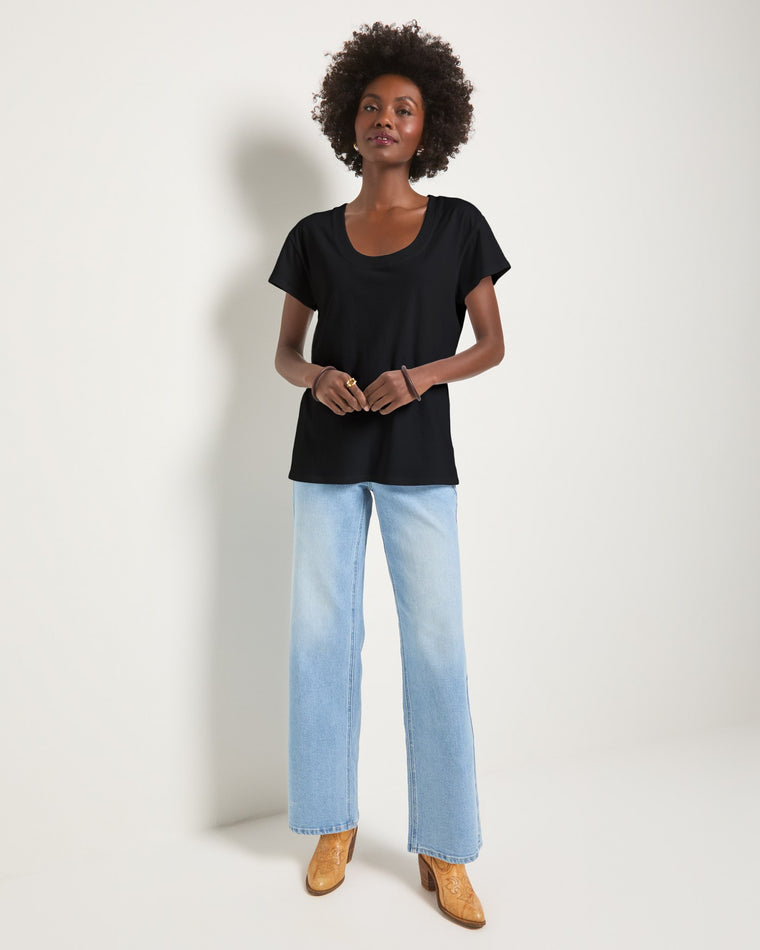 Faded Black $|& SEAS Beachside Scoop Neck Tee - VOF Front